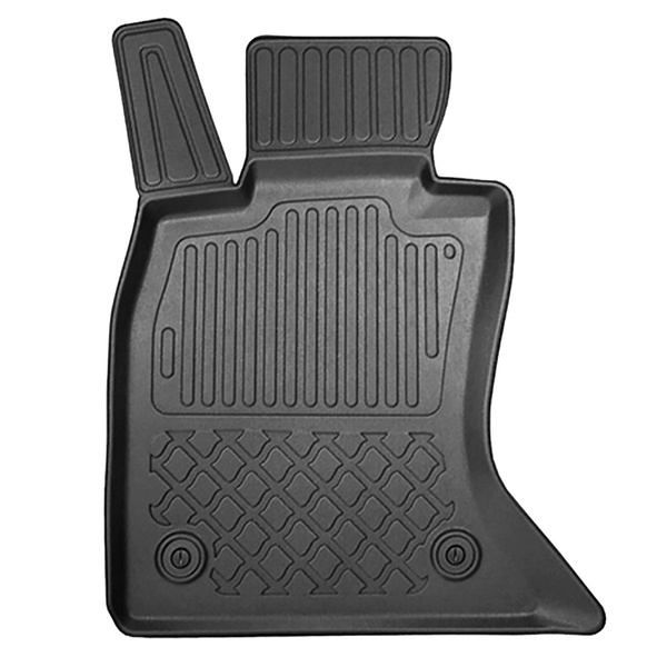 Koberčky TPE pro BMW Řada 5 F10 Sedan (2013-01.2017) - X-drive; vzdálenost mezi kolejnicemi předních sedadel (zezadu) 365mm