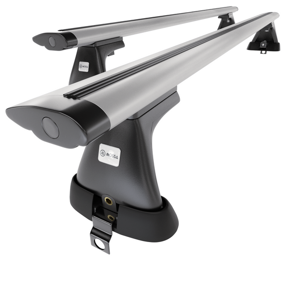 Základní nosič na střechu auta pro Mercedes-Benz Třída S W220 Sedan (1999-2005) - příčný nosič - stříbrné střešní příčníky - bez montážních prvků - Hliník