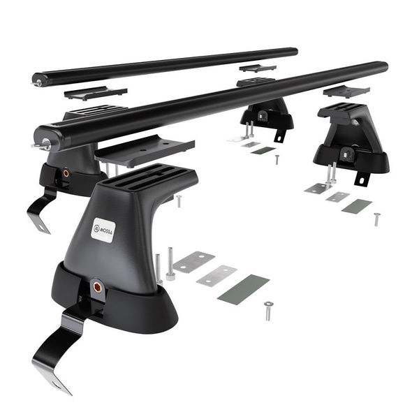 Základní nosič na střechu auta pro Fiat Grande Punto Hatchback (2005-2010) - příčný nosič - černé střešní příčníky - bez montážních prvků - Hliník