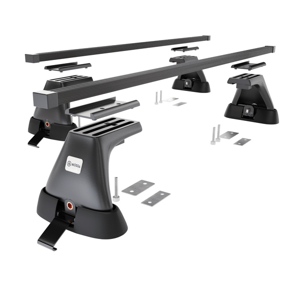 Základní nosič na střechu auta pro Toyota RAV4 mk II SUV (2000-2005) - příčný nosič - černé střešní příčníky - montážní body - Ocel