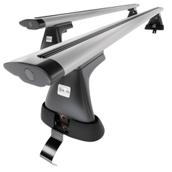 Základní nosič na střechu auta pro Volkswagen Passat B8 Sedan (2015-2023) - příčný nosič - stříbrné střešní příčníky - bez montážních prvků - Hliník