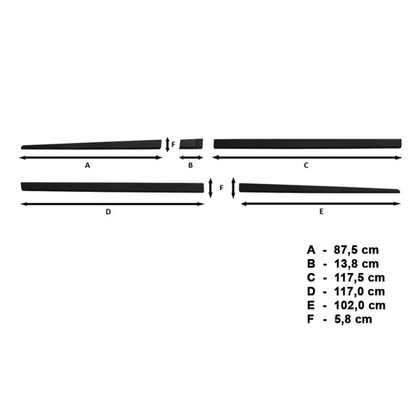Černé boční lišty pro Mercedes-Benz Třída V W447 Van (2014-....)