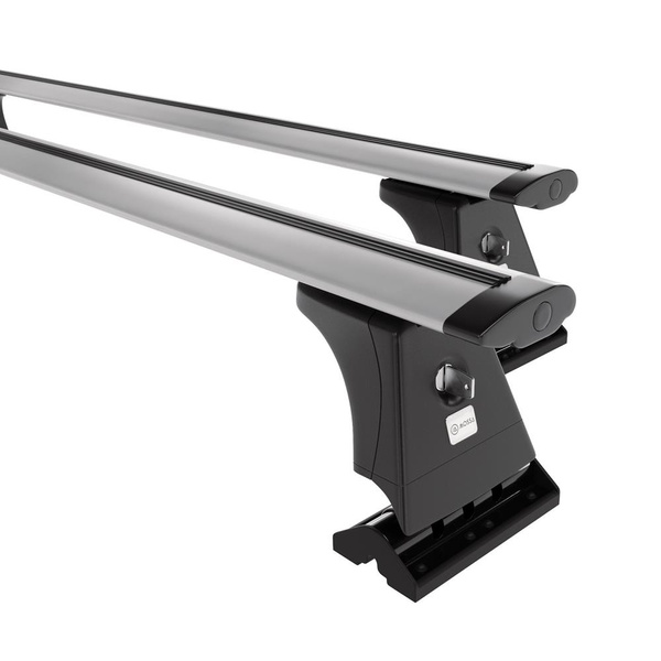 Základní nosič na střechu auta pro Peugeot 407 Sedan (2004-2010) - příčný nosič - stříbrné střešní příčníky - montážní body - Hliník