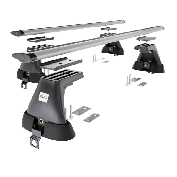 Základní nosič na střechu auta pro Mercedes-Benz Třída S W220 Sedan (1999-2005) - příčný nosič - stříbrné střešní příčníky - bez montážních prvků - Hliník