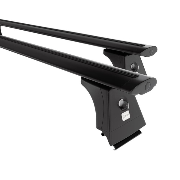 Základní nosič na střechu auta pro Volvo XC60 SUV (2008-2017) - příčný nosič - černé střešní příčníky - Integrované zábradlí - Hliník
