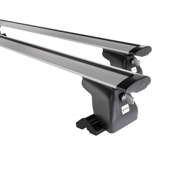 Základní nosič na střechu auta pro Kia Sedona mk II MPV (2002-2005) - příčný nosič - stříbrné střešní příčníky - T-profil - Hliník