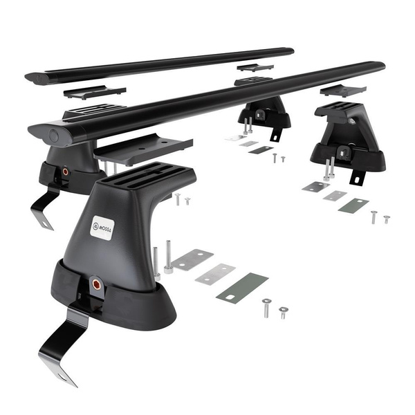 Základní nosič na střechu auta pro Renault Clio mk IV Hatchback (2013-2019) - příčný nosič - černé střešní příčníky - bez montážních prvků - Hliník