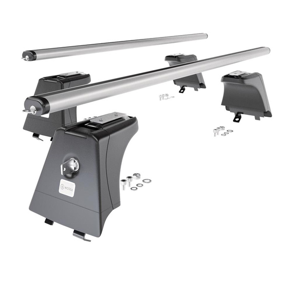 Základní nosič na střechu auta pro Hyundai i40 Kombi (2011-2018) - příčný nosič - stříbrné střešní příčníky - Integrované zábradlí - Hliník