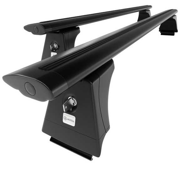 Základní nosič na střechu auta pro Volvo XC60 SUV (2008-2017) - příčný nosič - černé střešní příčníky - Integrované zábradlí - Hliník