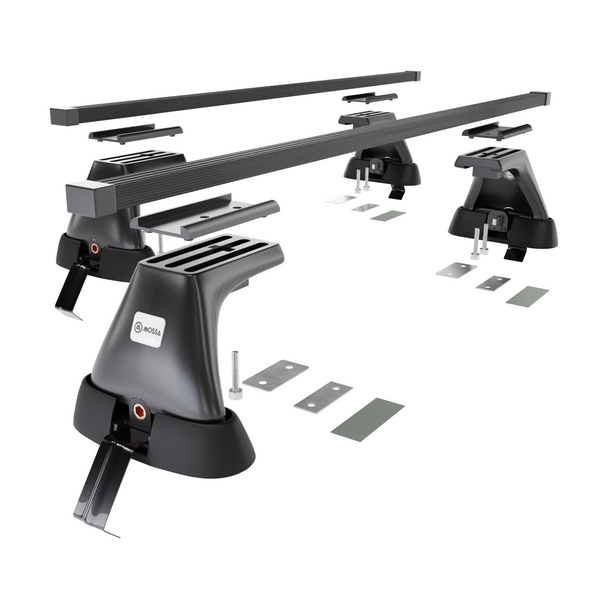 Základní nosič na střechu auta pro Alfa Romeo 166 Sedan (2004-2007) - příčný nosič - černé střešní příčníky - bez montážních prvků - Ocel