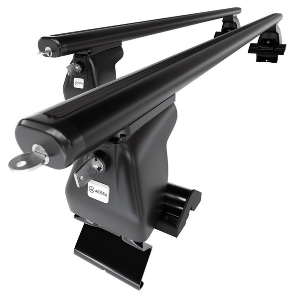 Základní nosič na střechu auta pro Nissan Almera mk II Hatchback (2000-2006) - příčný nosič - černé střešní příčníky - bez montážních prvků - Hliník