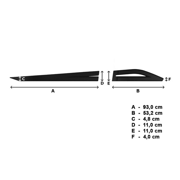 Černé boční lišty pro Toyota Rav4 SUV (2019-....) - (délka lišt: 930mm; 532mm)