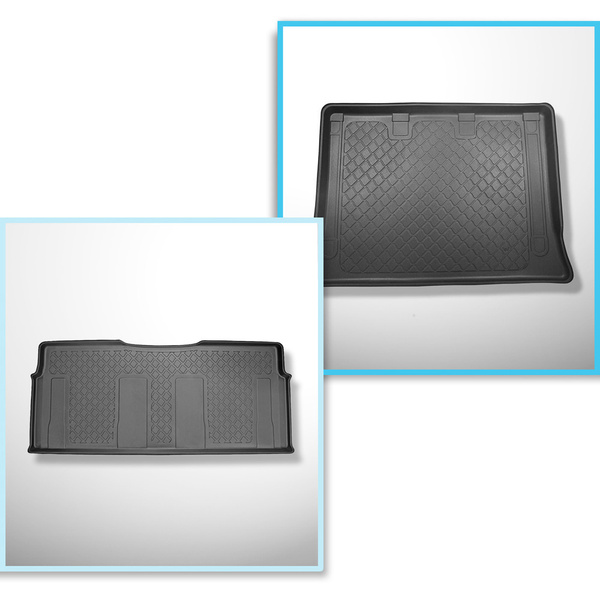 Sada rohož do zavazadlového prostoru a autokoberečky TPE na míru do: Mercedes-Benz EQV 300 Van (10.2020-....) - verze Extra Long (rozvor náprav 3430 mm, délka vozidla 5370 mm); za třetí řadou sedadel; bez odděleného zavazadlového prostoru; plná zadní část