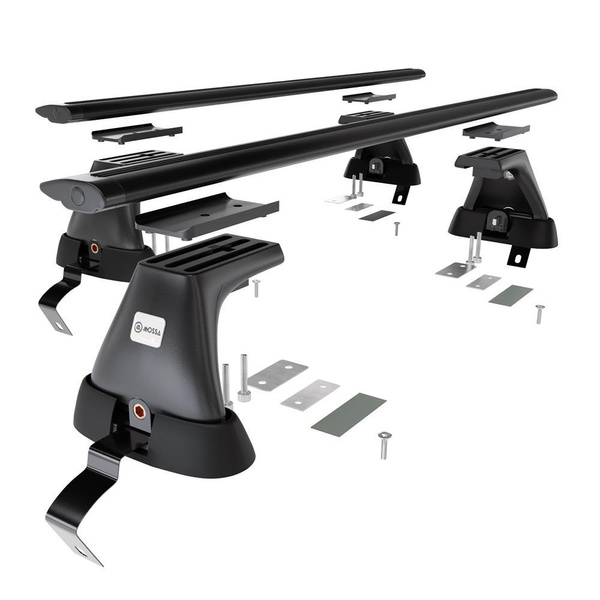 Základní nosič na střechu auta pro Fiat Grande Punto Hatchback (2005-2010) - příčný nosič - černé střešní příčníky - bez montážních prvků - Hliník