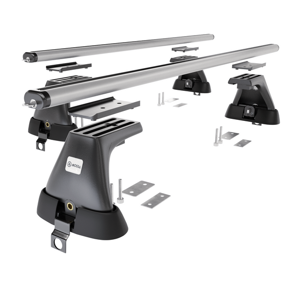 Základní nosič na střechu auta pro Mercedes-Benz Třída S W220 Sedan (1999-2005) - příčný nosič - stříbrné střešní příčníky - bez montážních prvků - Hliník