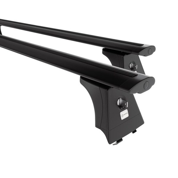 Základní nosič na střechu auta pro Hyundai i30 II Kombi (2012-2017) - příčný nosič - černé střešní příčníky - Integrované zábradlí - Hliník