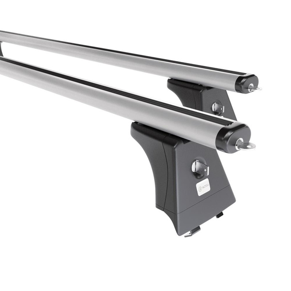 Základní nosič na střechu auta pro Hyundai i40 Kombi (2011-2018) - příčný nosič - stříbrné střešní příčníky - Integrované zábradlí - Hliník