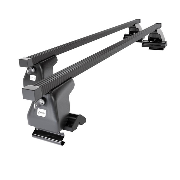 Základní nosič na střechu auta pro Daewoo Musso SUV (2000-2005) - příčný nosič - černé střešní příčníky - bez montážních prvků - Ocel