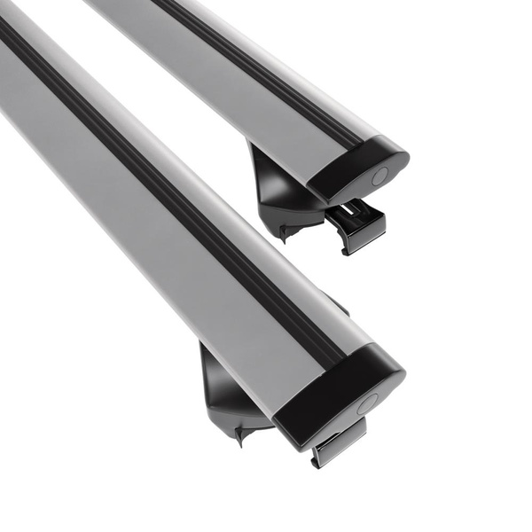 Základní nosič na střechu auta pro Opel Crossland X SUV (2017-2021) - příčný nosič - stříbrné střešní příčníky - Integrované zábradlí - Hliník