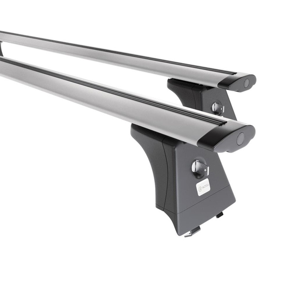 Základní nosič na střechu auta pro Hyundai i40 Kombi (2011-2018) - příčný nosič - stříbrné střešní příčníky - Integrované zábradlí - Hliník