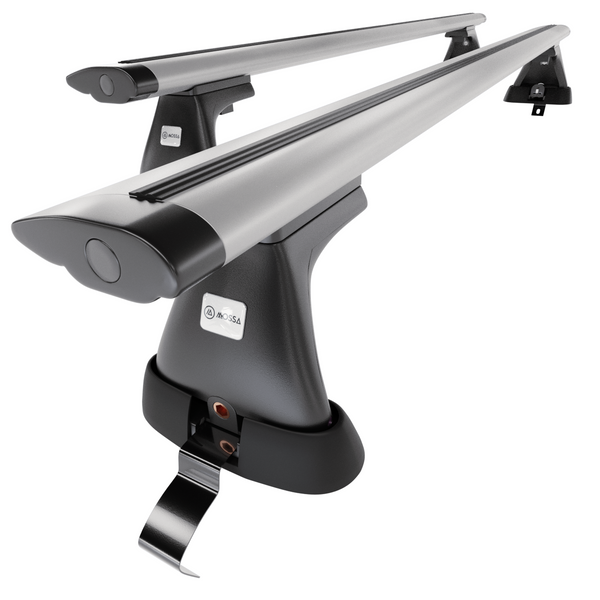 Základní nosič na střechu auta pro Volkswagen Passat B8 Sedan (2015-2023) - příčný nosič - stříbrné střešní příčníky - bez montážních prvků - Hliník