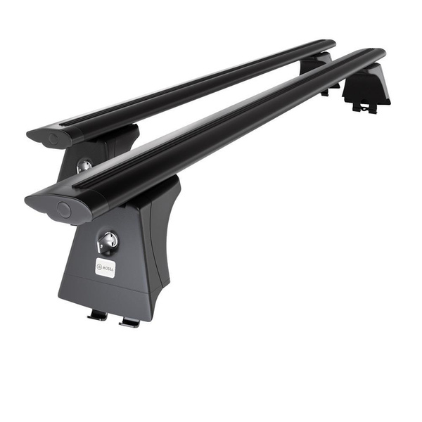 Základní nosič na střechu auta pro Renault Scenic mk II MPV (2003-2008) - příčný nosič - černé střešní příčníky - montážní body - Hliník