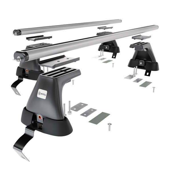 Základní nosič na střechu auta pro Fiat Grande Punto Hatchback (2005-2010) - příčný nosič - stříbrné střešní příčníky - bez montážních prvků - Hliník